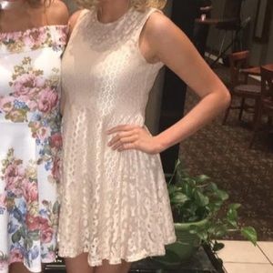 Cream Patterned Short Dress